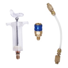 OLOMM -Oil/Dye Injector 30Ml 1 Oz with Low Side Quick Coupler Adapter 1/4 Manual Oiler Oil Injector Adapter: Default Title