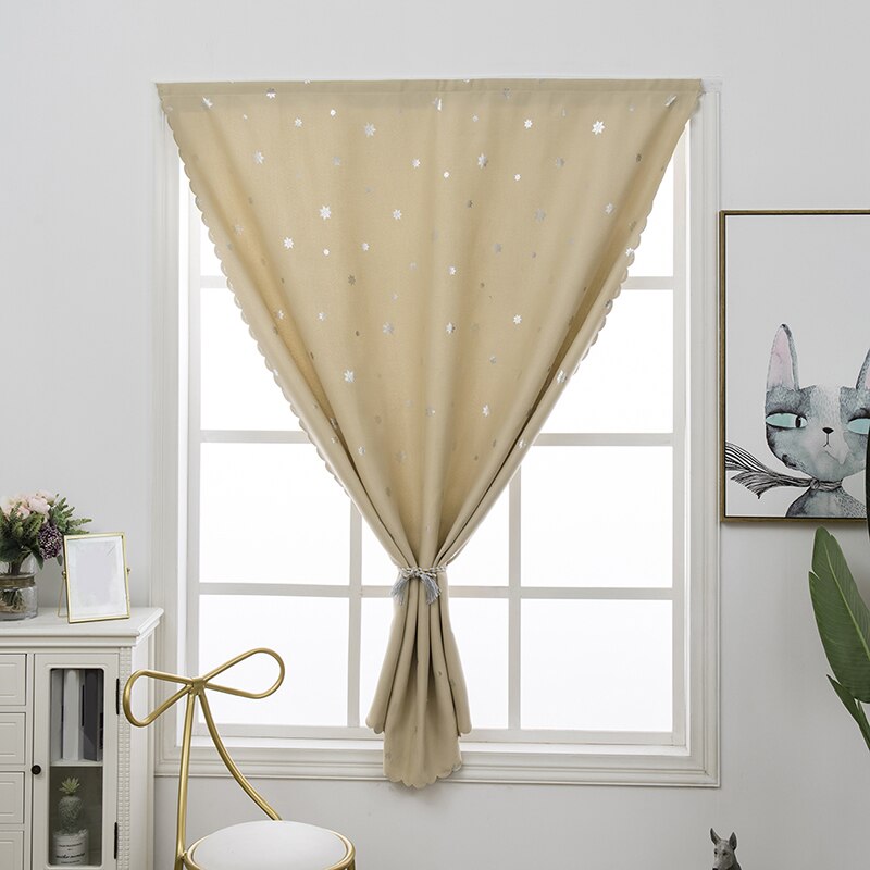 Cortinas de Velcro de ventana moderna para el dormitorio de la sala de estar de plata estrellas apagón cortinas Beige azul rojo rosa Panel cortinas: beige