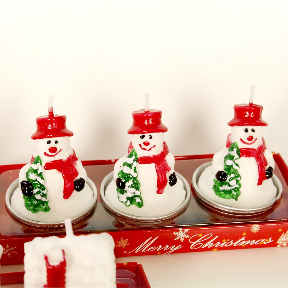 3pcs/Set Merry Christmas Candle Santa Claus Paraffin Candles Xmas Year Wedding Party Supplies Christmas Decorations For Home