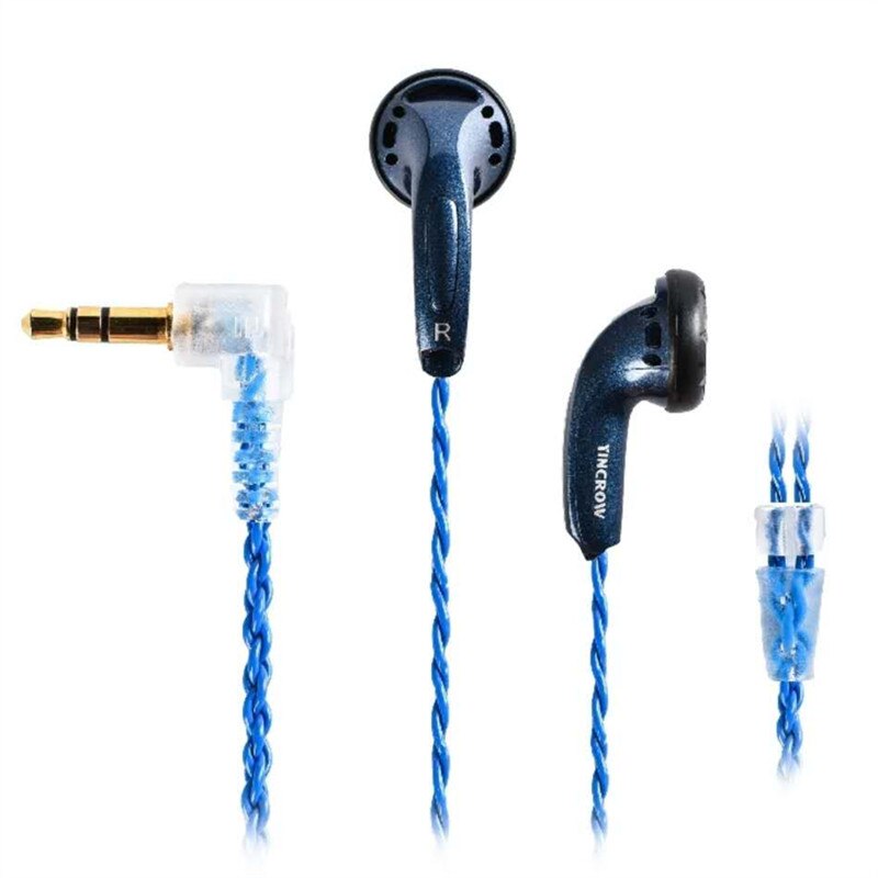 Yincrow rw -9 dynamisk driver i øretelefon øretelefon flad hovedstik ørepropper ørepropper metal øretelefon headset  mx500 ørepropper: Blå øretelefon