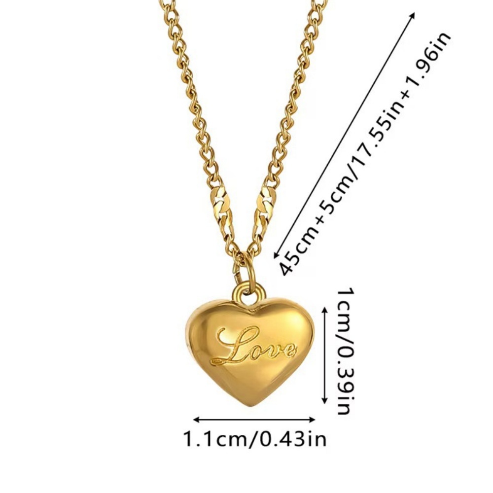 MEDFOLY Heart Necklaces for Women Simple Dainty 14K Gold Plated Anti-allergy Choker Necklaces Valentines Day Jewelry: Steel color