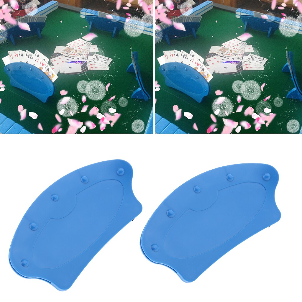 2pcs Blue Durable Plastic Playing Card Holder For Senior Elderly Adults Disabled Can Hold Up To 15 Cards