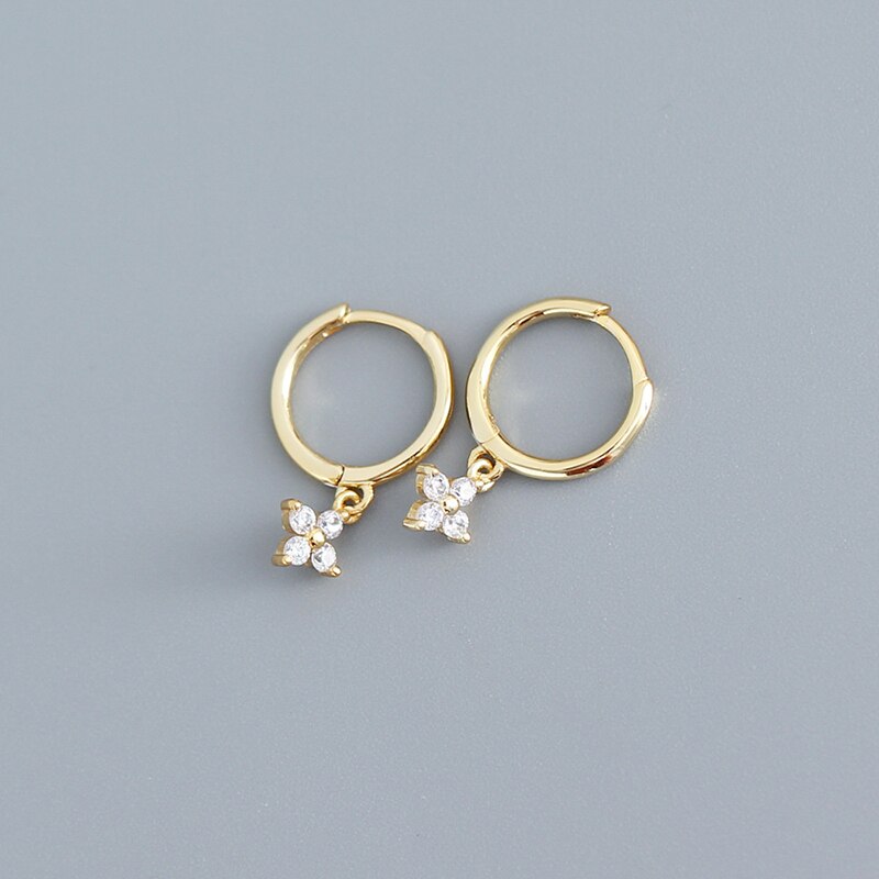 Hoepel Oorbellen Voor Vrouwen Crystal Ice Flower Ronde Cirkel Oorbellen Mode-sieraden Tiny Huggies Oorbellen Pendientes Accessoires