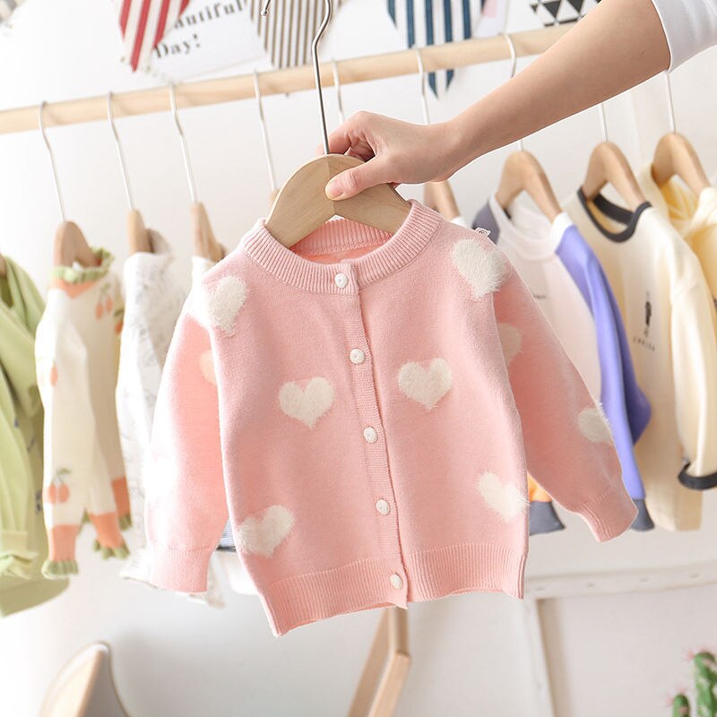 Girls Spring Jackets Girl Sweater Cardigan Little Girl Children's Jacket Spring and Autumn Knit Cardigan: pink / 5   110-120cm