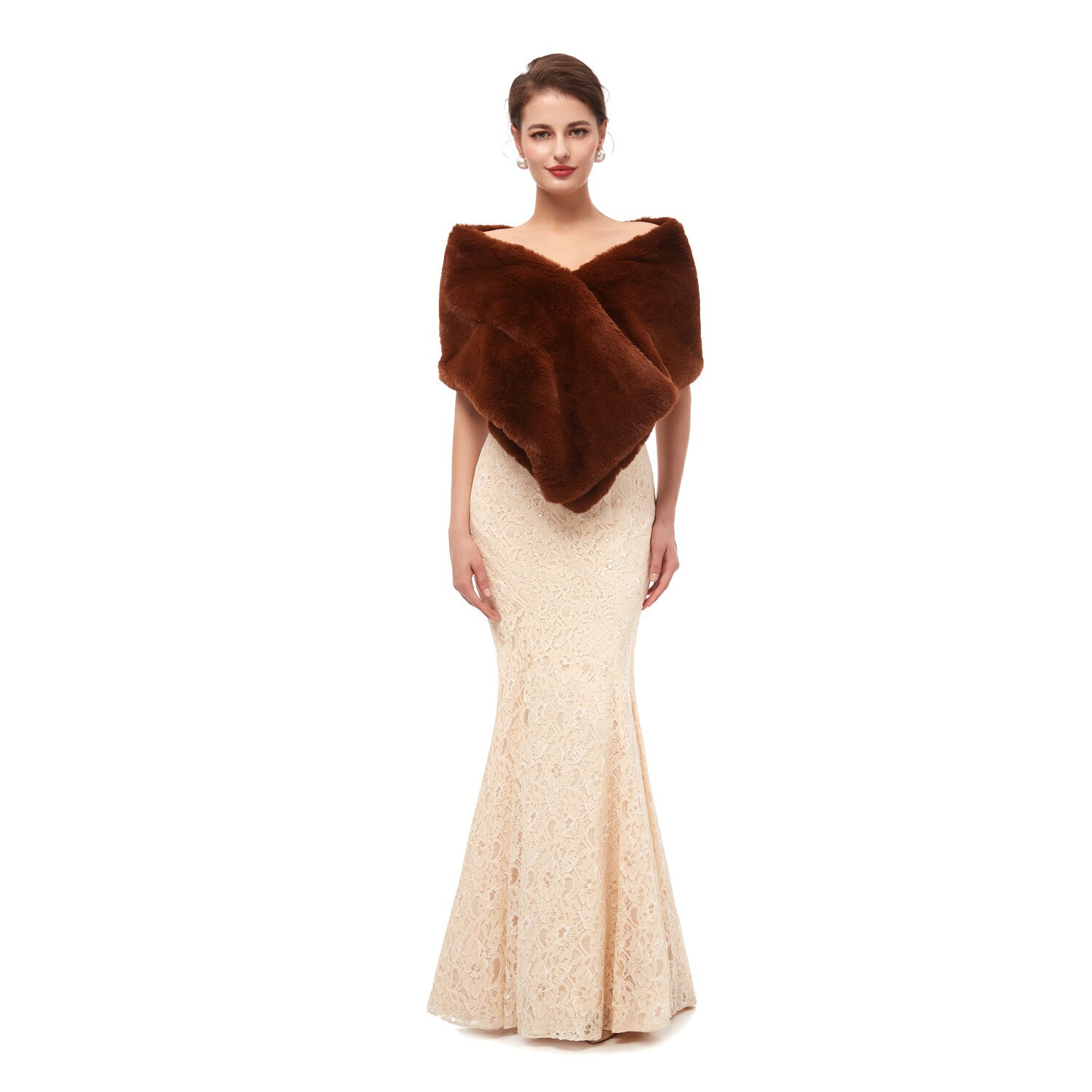 Bont Sjaal Bruiloft Wrap Vrouwen Winter 3/4 Lengte Mouwen Bridal Wraps Warm Bont Boleros Bridal Jacket Avond jas: 131