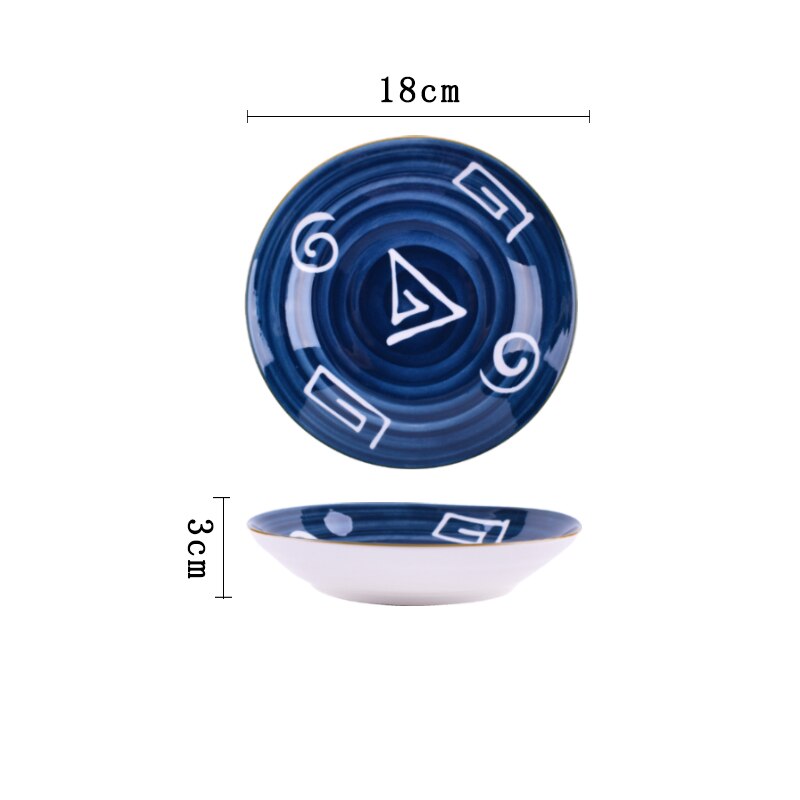 Plato hondo de cerámica pintado a mano japonés, plato de fruta familiar, plato occidental para carne, precio al por mayor, 4 Uds.: 5 / 1PCS
