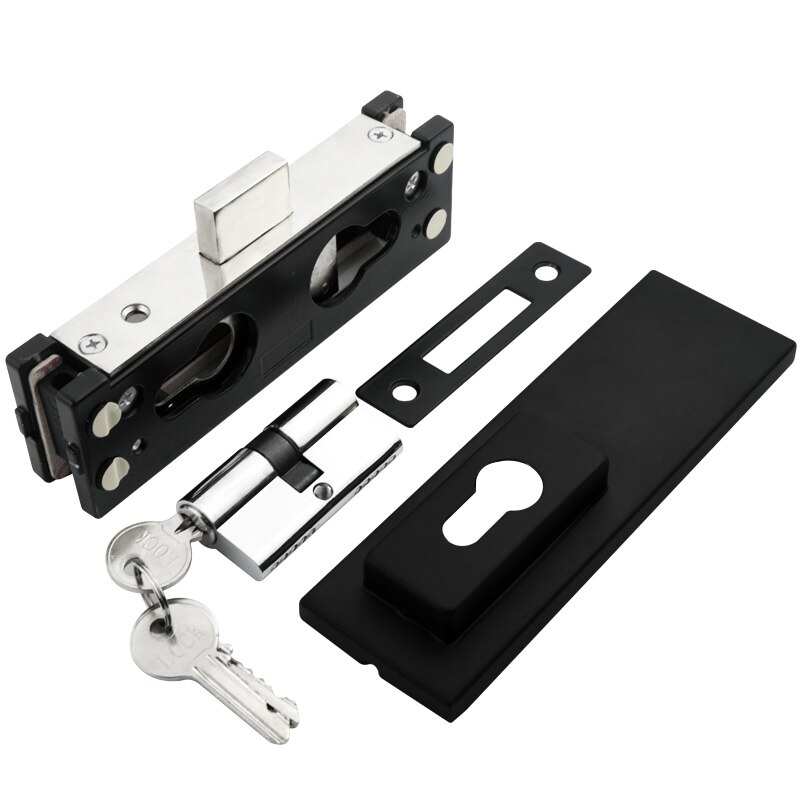 Stainless Steel Frameless Glass Door Lock Sliding Door Lock With 3 Keys Anti-Theft Security Door Lock Matte Black 10-12 mm