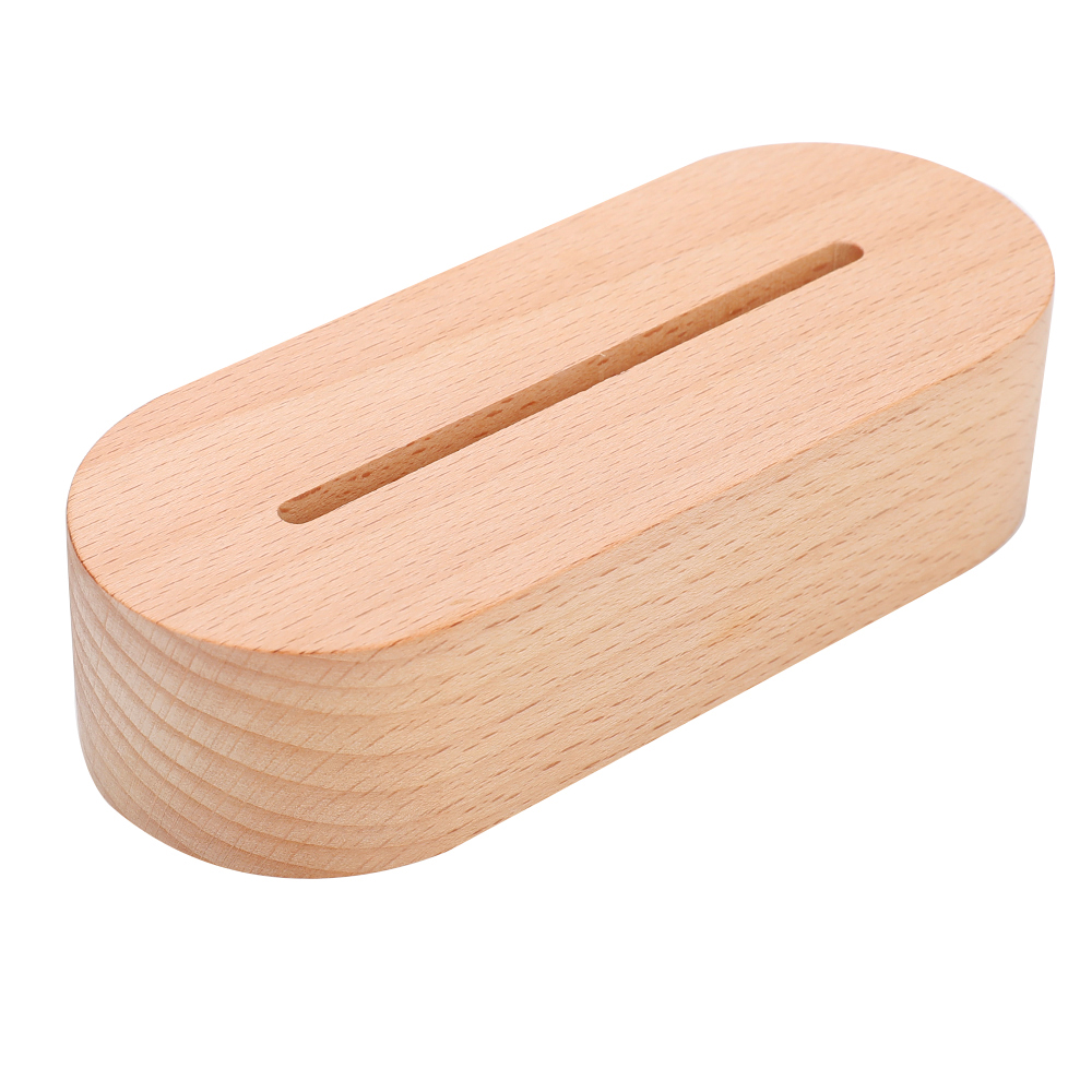 Base de lámpara de madera 3D para mesa, Base de luz LED de noche para soporte de lámpara cálido acrílico, accesorios de iluminación, Base ensamblada a granel, 5 unids/set por juego: Round Square