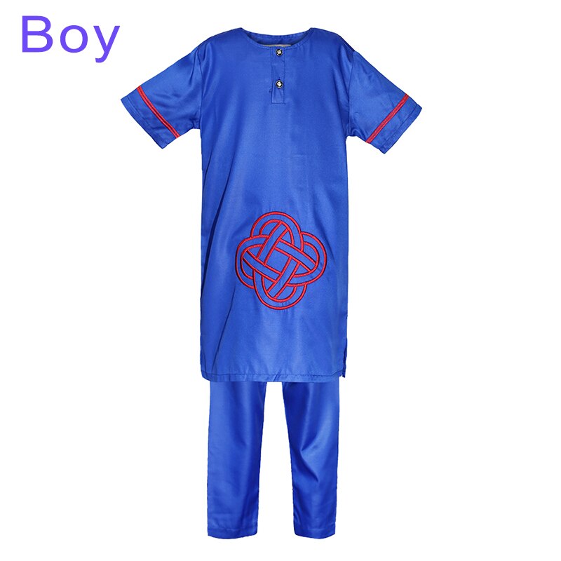 H &Ampere; D Afrikanische freundlicher Kleidung Afrika Kind Junge Mädchen Dashiki Hemden Anzüge Zwei 2 Stück einstellen freundlicher Outfit Art mädchen oben Schlauch setzt: Junge  Blau / XL