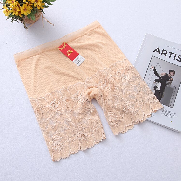 Women Safety Short Pants Plus Size Casual Lace Shorts Slim Stretched Skinny Safety Shorts Khaki Black White RUKK03: Khaki