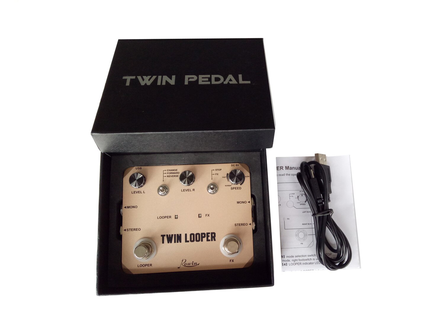 Twin Looper Pedal Upgrades Rowin LTL-02 For Electric Guitar 10 Min Looping Unlimited Undo/Redo Function 11 Types Looper Pedals