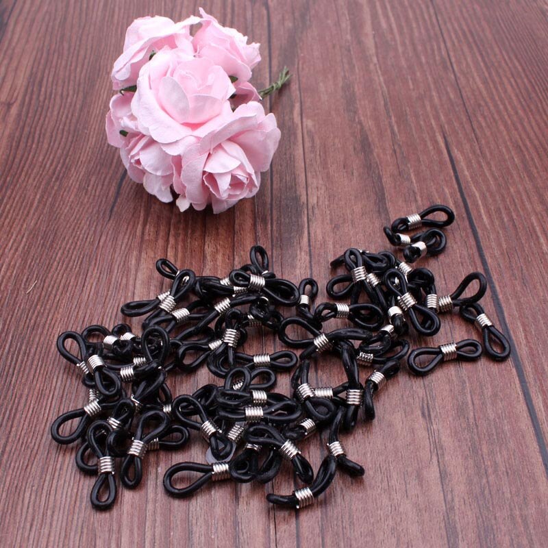 50pcs/lot Black White Clear Sport Glasses Rope Eyeglasses Chains Eyewear Accessories Spectacles Holders Eyeglasses Connector: Black