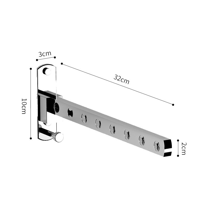 Colgador de ropa plegable, Perchero de secado montado en la pared, perchero móvil para balcón, armario, organización del ahorro de espacio para el hogar: White 8 holes