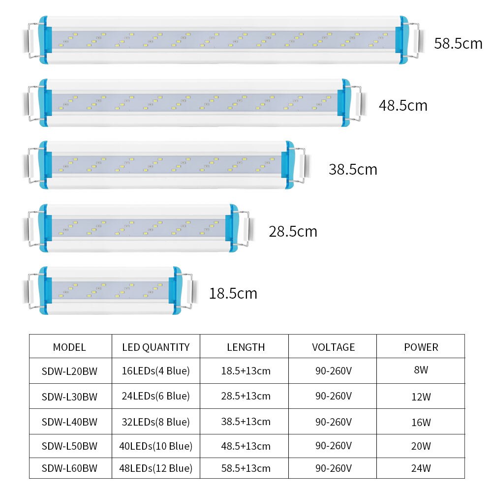 Super Slim LEDs Aquarium Lights Clip-on LED Plants Grow Light Aquatic Freshwater Lamps Waterproof Lamp For Fish Tanks 18-71CM