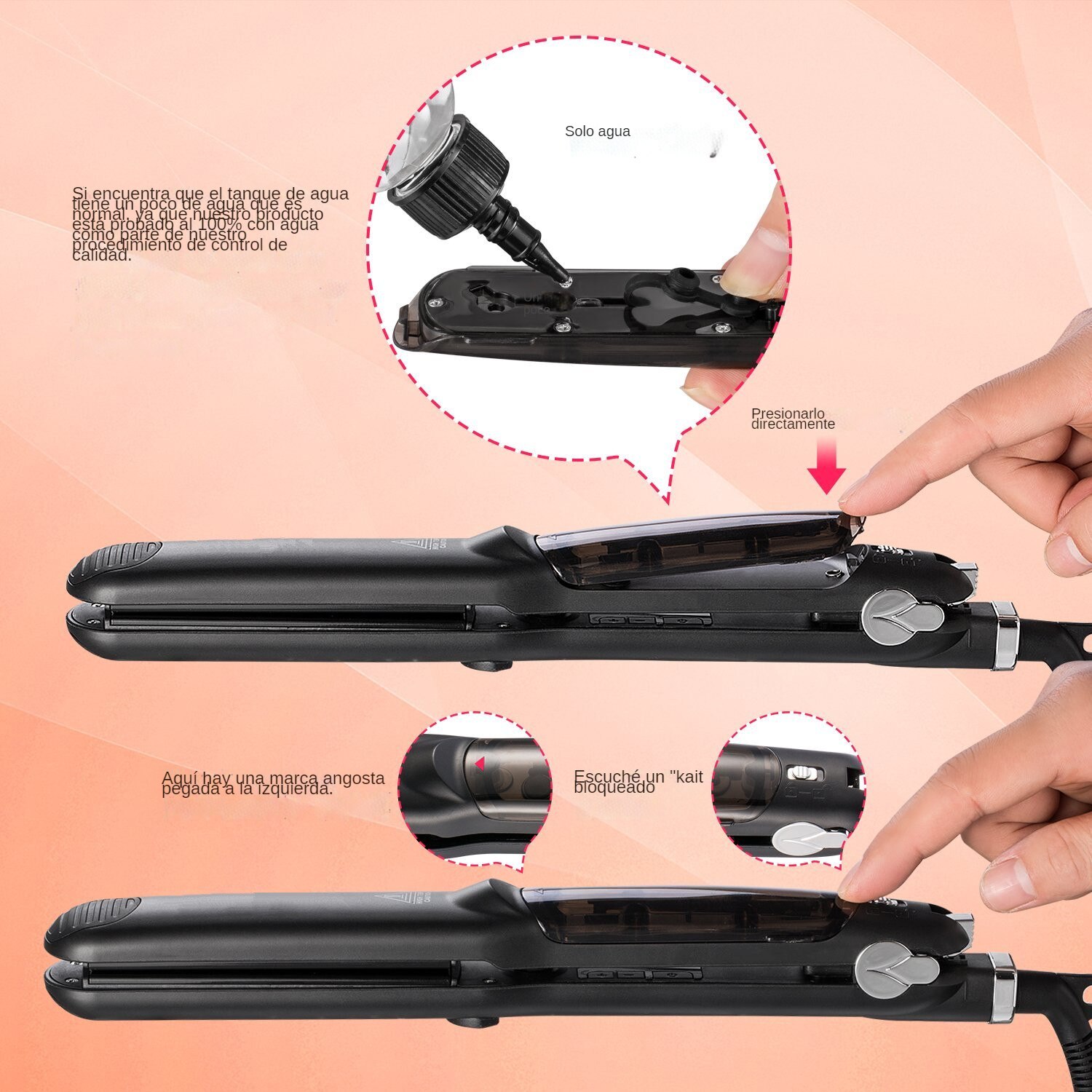 Plancha de pelo a vapor para peinar el cabello, alisador de pelo con placas anchas de cerámica, plancha alisadora y rizadora, herramienta de peinado por vapor plancha de pelo vapor planchas para el cabello