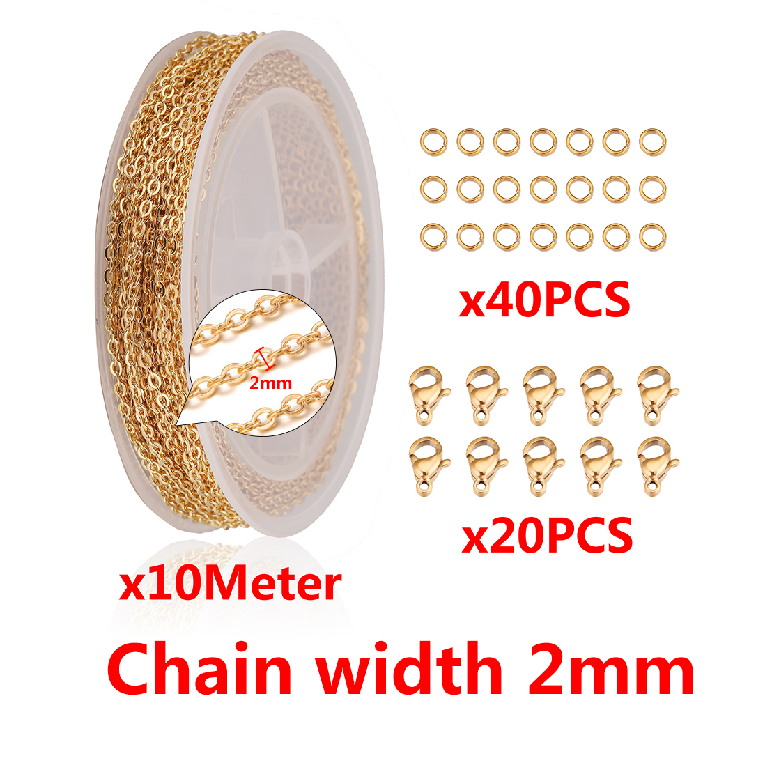 10 Meter Ketting Met Karabijn En Opening Ring Set Diy Rvs Sieraden Maken Kit Voor Armband Ketting: Black