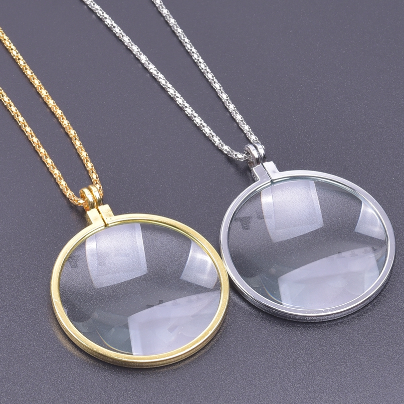 1Pc Diy Women Glass Reading Magnifying Necklaces Handmade Vintage Steampunk Portable Decorative Monocle Chain Collares Jewelry