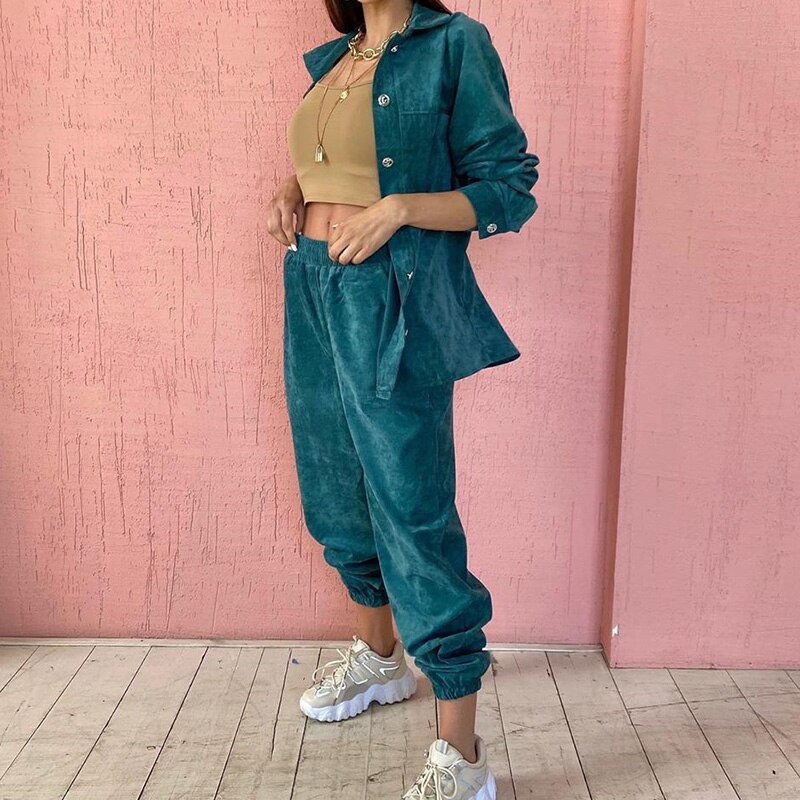 GCAROL-Chaqueta de terciopelo con cuello vuelto para mujer, abrigo grueso de un solo pecho con hombro caído, oversize, para otoño e invierno,
