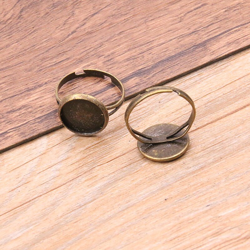 10Pcs/lot 6 Style Simple 10-20mm Adjustable Ring Bases Round Cabochon Blank DIY Rings Women Jewelry For Party: 12mm