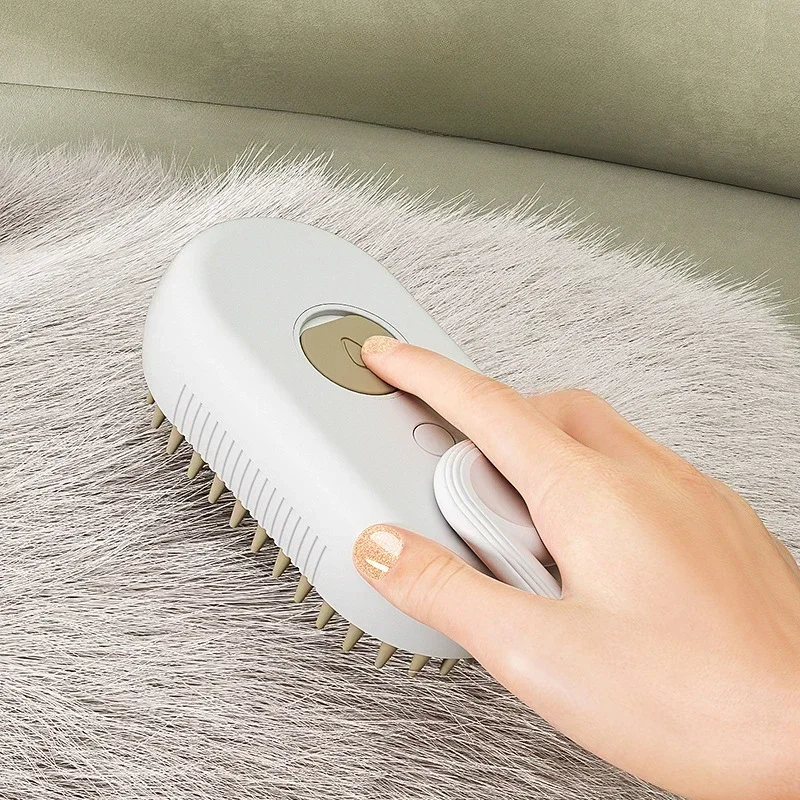 USB oplaadbare 3-in-1 huisdierverzorgingsborstel met stoomspray en massage, anti-vliegend haar elektrische badborstel voor honden- en kattenverlies: WHITE