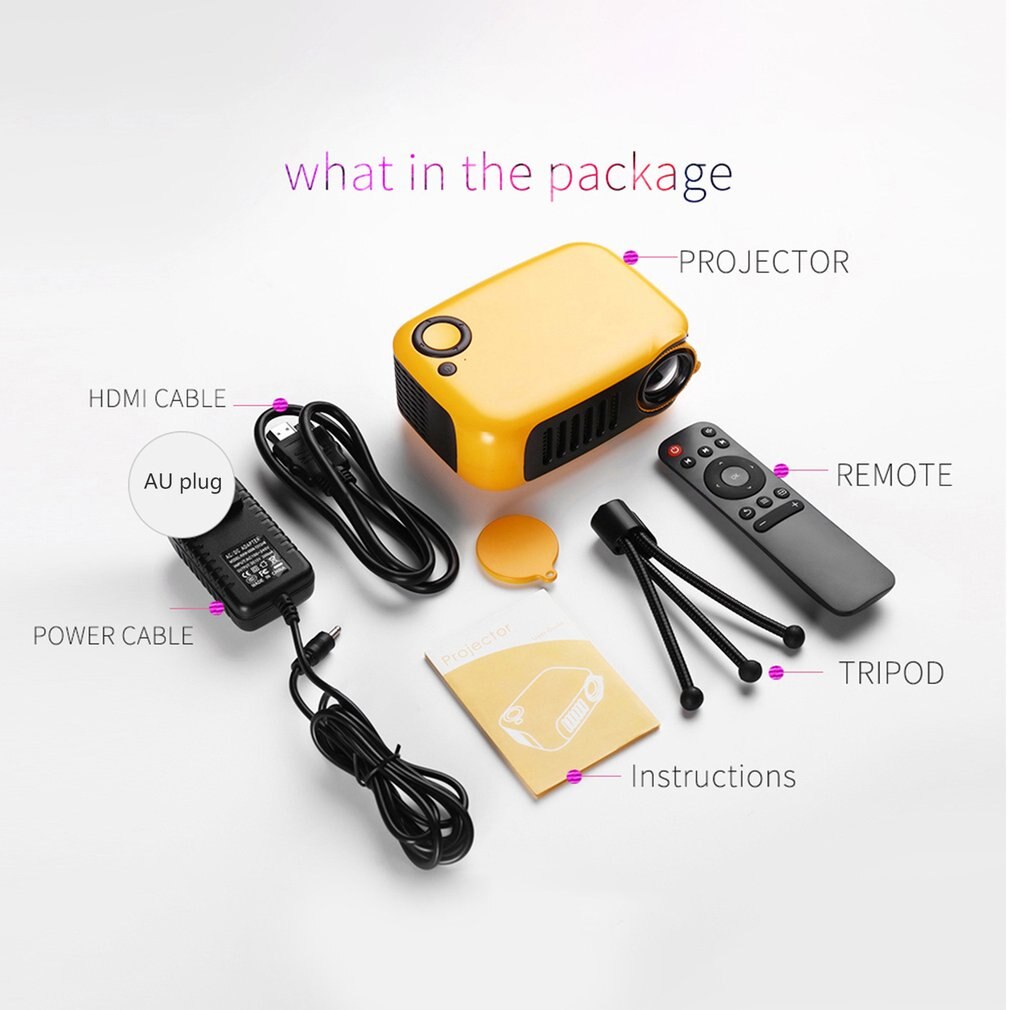 Mini Proiettore LED A2000 - Portatile, USB, VGA, HDMI, AV - Intrattenimento Domestico e Feste