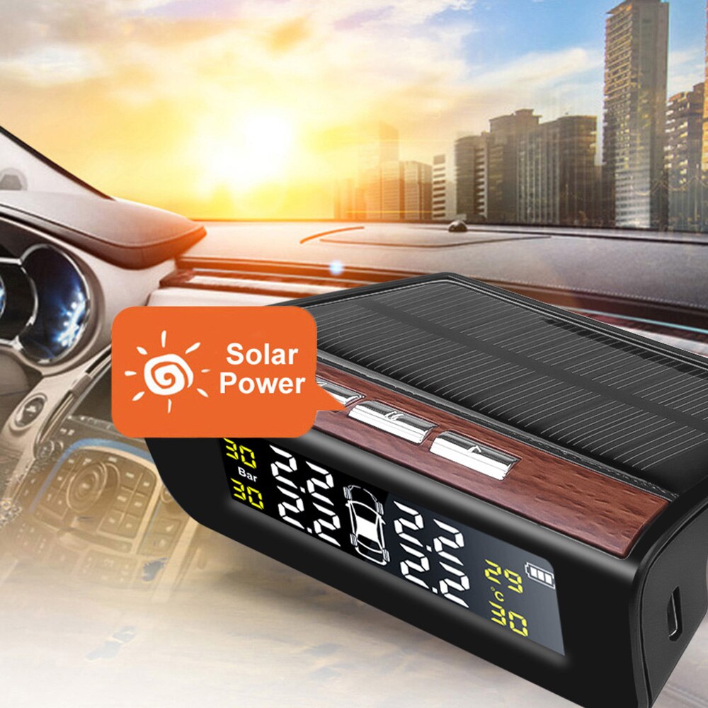 Aurinko älykäs auton digitaalinen rengaspaineen valvontajärjestelmä tpms renkaiden turvavaroitus korkean lämpötilan varoitus ulkoiset anturit