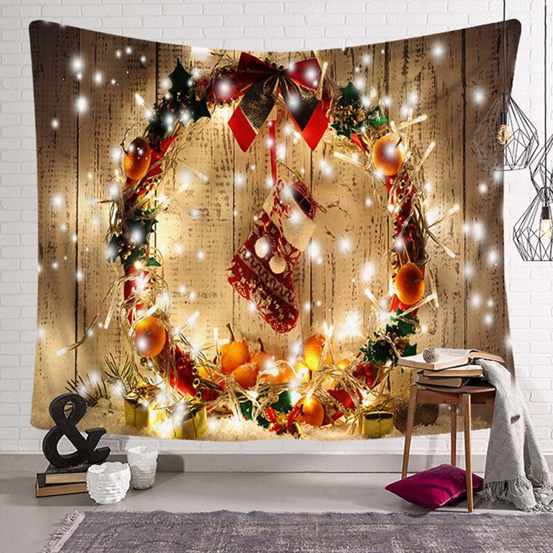 Wall Hanging Backdrop Square Bedroom Living Room Cloth Decorative Home Decor Art Blanket Happy Year Christmas Tapestry