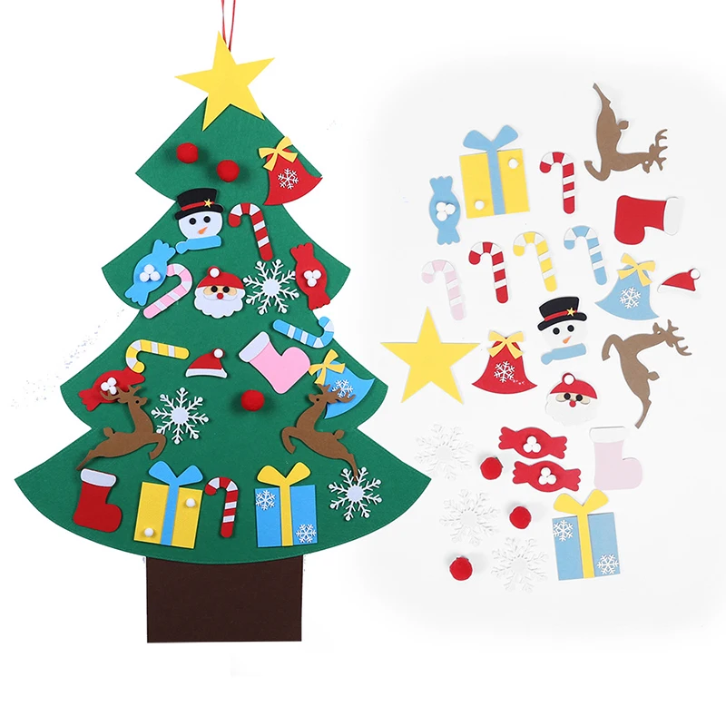 Gør-det-selv filt julepynt juletræ dør vægophæng ornamenter filt juletræ år julemanden jul børn