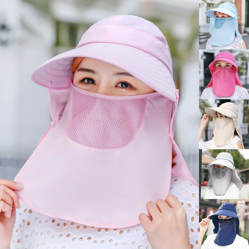 Women Anti-UV Sun Hat Outdoor Cap Wide Brim Neck Face Flap Protective Hiking Protect Cap