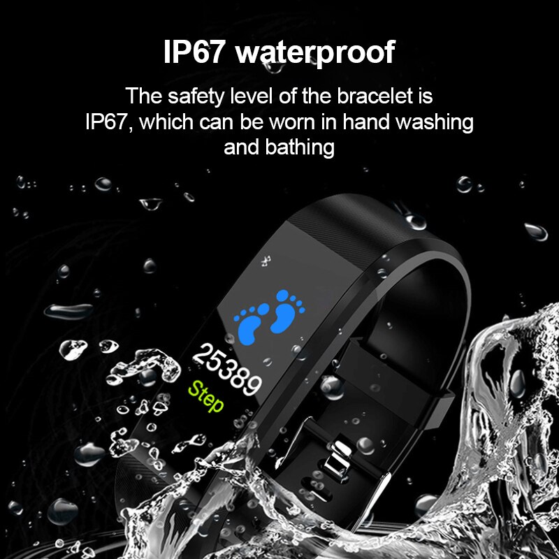 115plus Smart Bracelet Body Temperature Measurement Heart Rate Blood Pressure Bluetooth Sports Bracelet Intelligence System