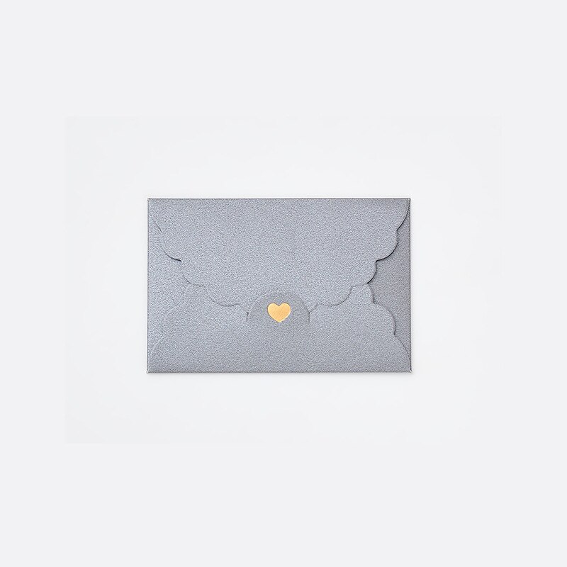 5PC Small Gold Stamp Love Envelop Pearl Craft Cardboard Paper Bank Card VIP Membership Invitation Letter Holder Stationery: H Pearl Silver 5PC