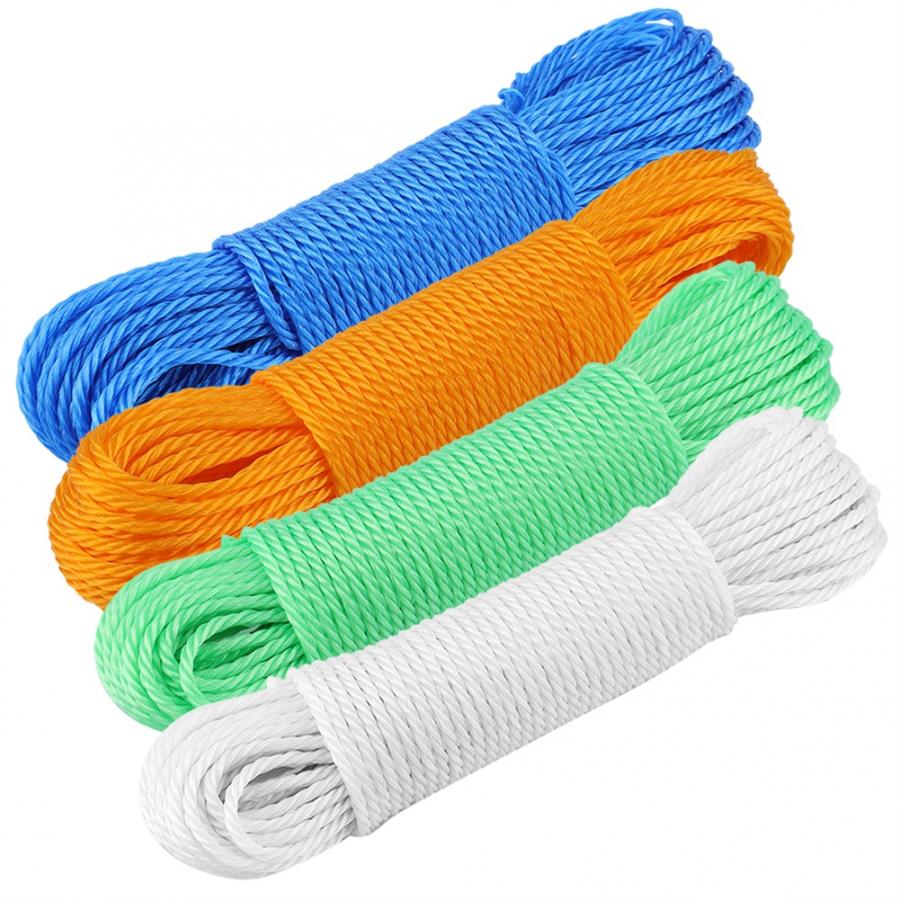 20m Long Colored Nylon Rope Drying Clothes Hangers Washing Lines Cord Clothesline for Camping Outdoors Garden Travel Supplies