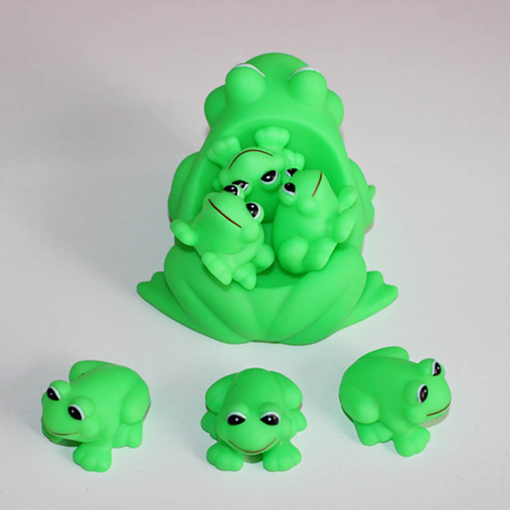 Jouet de bain flottant pour bébé, 4 pièces/lot, grenouille, eau de bain, son de pression, couinant