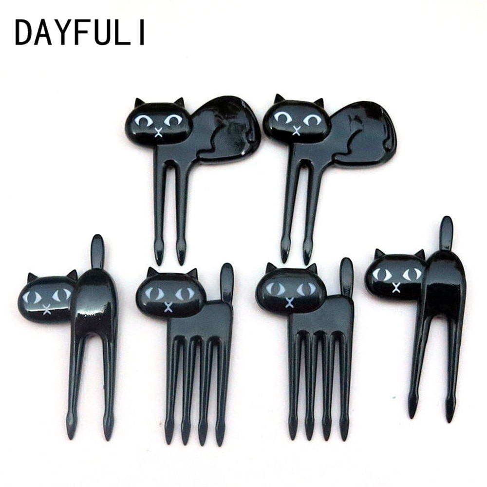 Dayfuli 6 stk mini animal gaffel frugtvalg søde tegneserie kat børn gaffel bento madkasse indretning haven håndværktøj gaffel