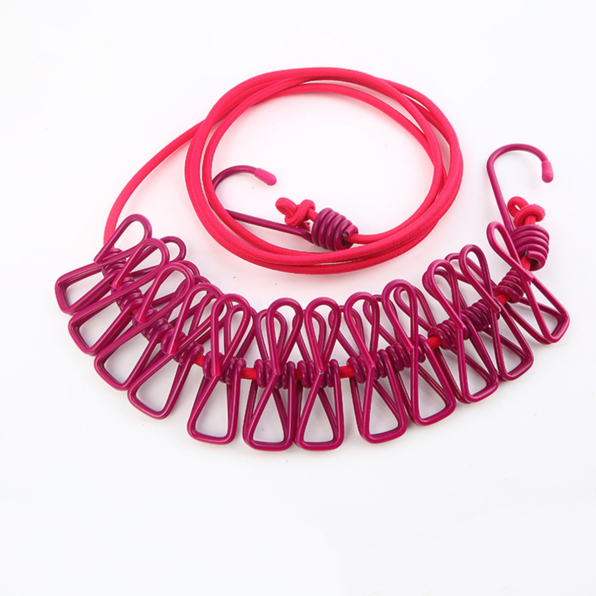 Tendedero ajustable retráctil de viaje portátil para acampar, con 12 Uds. De Clips, secado de ropa para exteriores e interiores, 1 ud.: Rojo