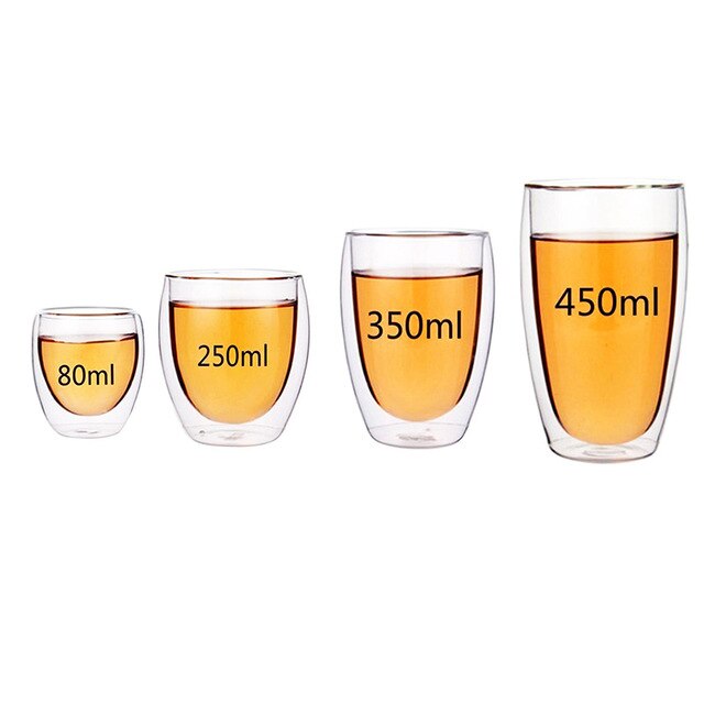 Loodvrije handgemaakte waterfles koffiekopjesset hittebestendige dubbelwandige glazen beker bier handgemaakte bierpul thee whisky glazen beker: 4- delige set