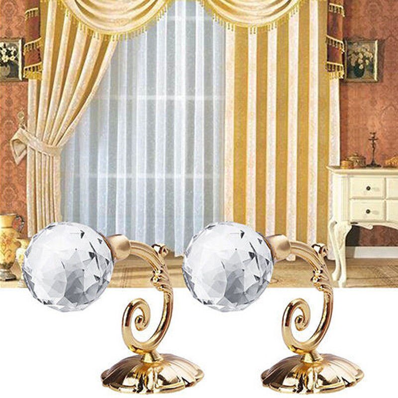 Shoze 4Pack Crystal Curtain Holdback Hook Metal Crystal Ball U-Form