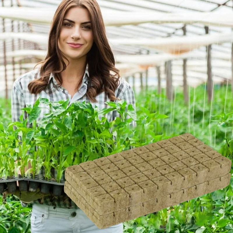 Steinwolle Hydrokultur Grow Media Würfel Pflanzenwürfel Soilless Substrat Seed-ed Rock Wool Plug Sämling-Block Gartenbedarf