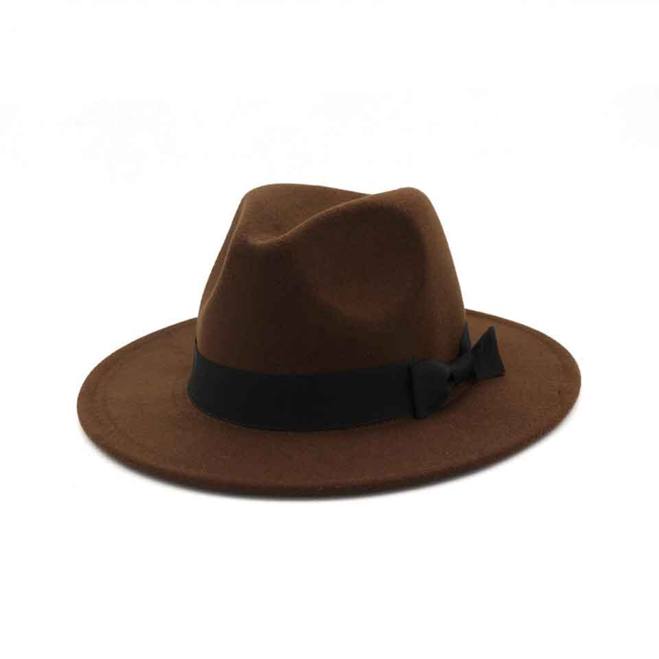 Herenhoed met brede rand, 7cm vilten hoeden, wollen fedora hoed met zwarte strik voor dames, heren, dames, winter, herfst, jazzhoed: C0200-57
