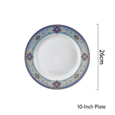 EECAMAIL Modern American Style Set Luxury Tableware European Western Plate Advanced Customization High Bone China: 10-Inch Plate