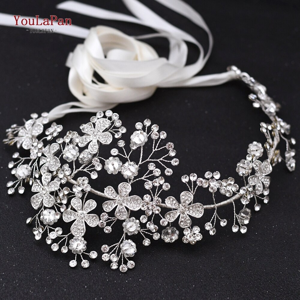 YouLaPan SH273 Princess Bridal Belt with Alloy Flower Rhinestone Applique Belts Women Belts with Diamonds Style Bridal Belt: off-white