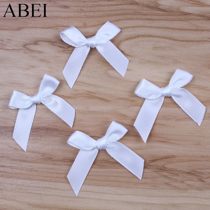 50 stks/partij Wit Bows Satijnen Lint Strikjes voor Bruiloft Scrapbooking Home Decoratie Handgemaakte Naaien Ornamenten