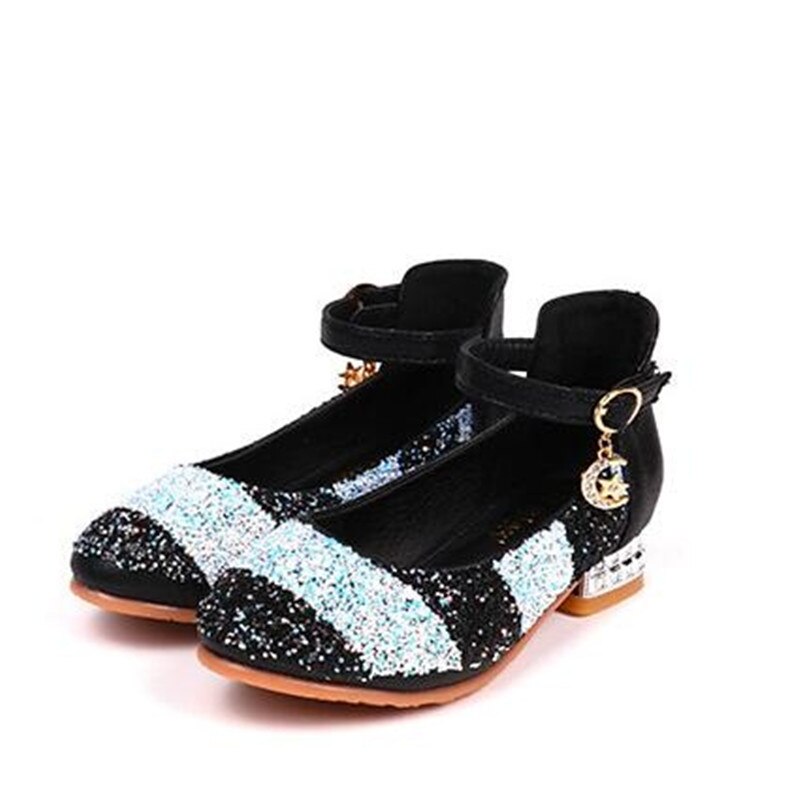 Zapatos de tacón alto transpirables para niñas, calzado de cuero para y baile, para primavera y otoño, 041: Negro / 35
