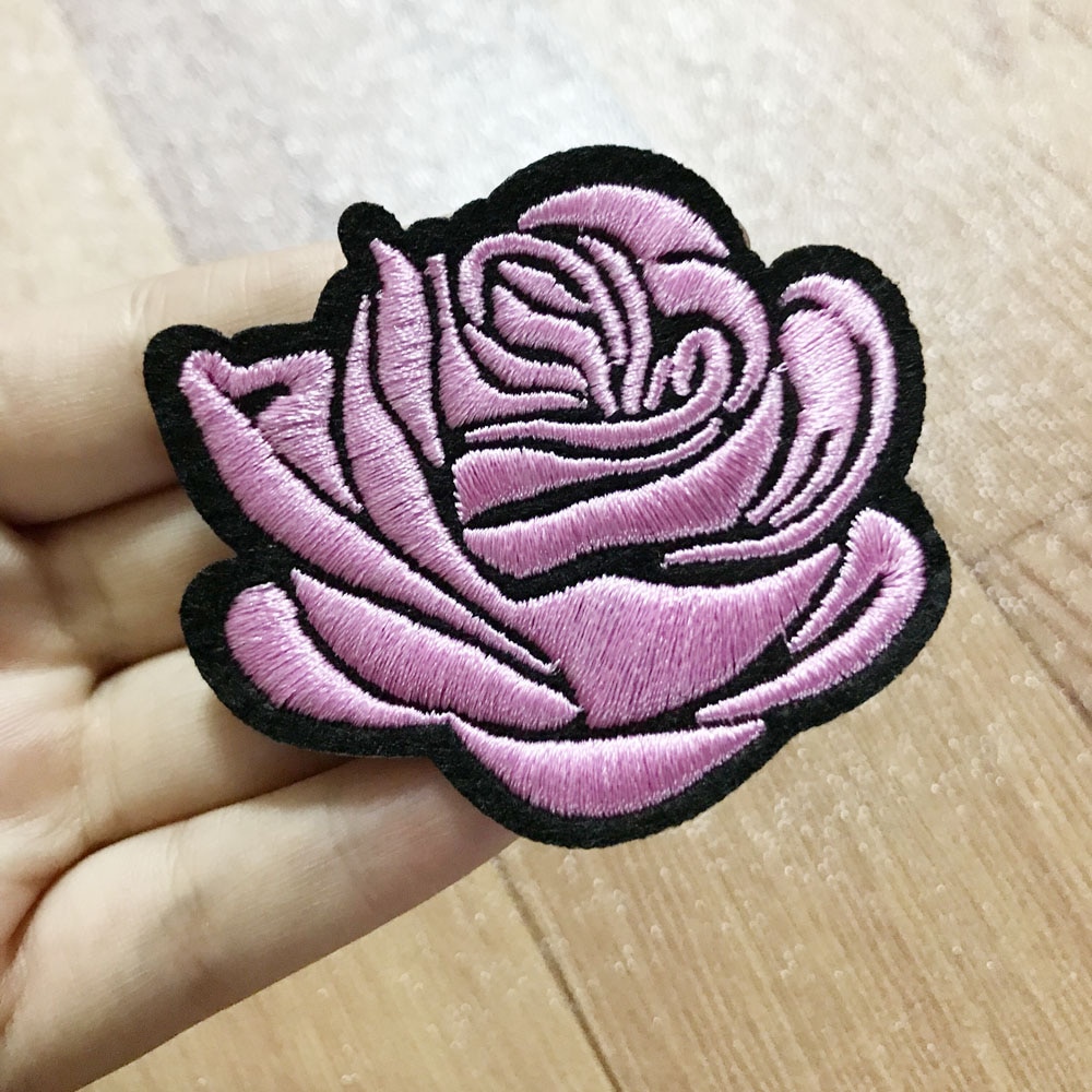 5 pièces/lot coudre/fer sur Patch pour veste en jean brodé Applique Badge Rose fleur Patch pour vêtements tissu vêtements bricolage