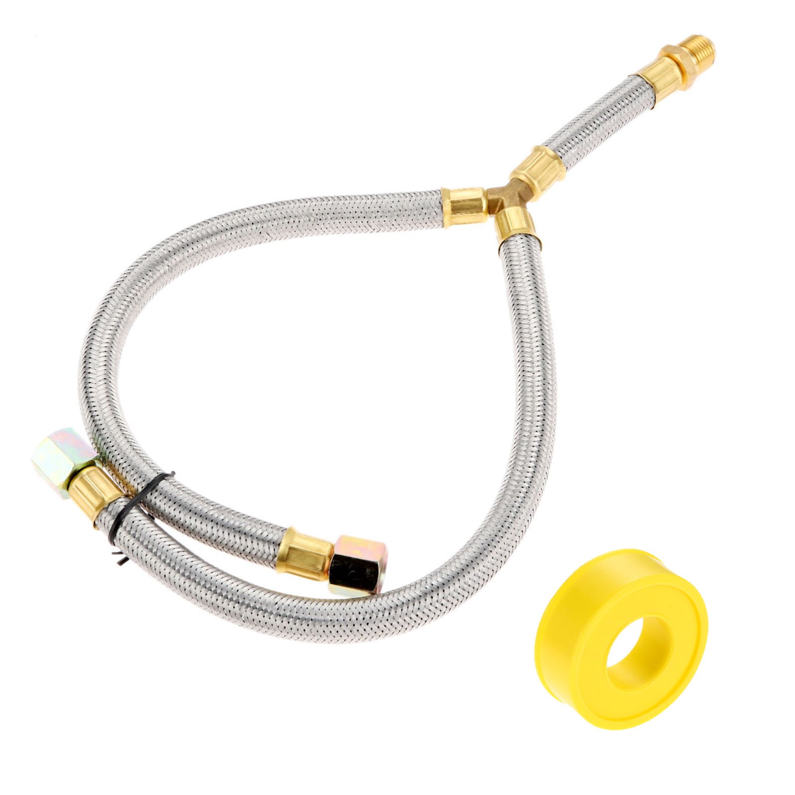 Propan Grill Y-Splitter Verlängerung Adapter Geflochtene Schlauch Länge 15 mit 3/8 aufflackern Verbindung