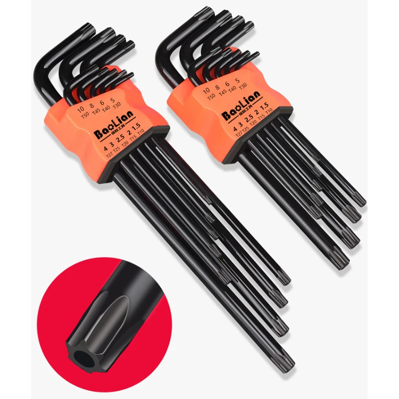 Juego de 9 Uds de llaves hexagonales, herramienta de llave Allen, llave cuadrada Torx, extremo de bola larga Hexagonal interior, llave L de 1,5 - 10mm con mango en T