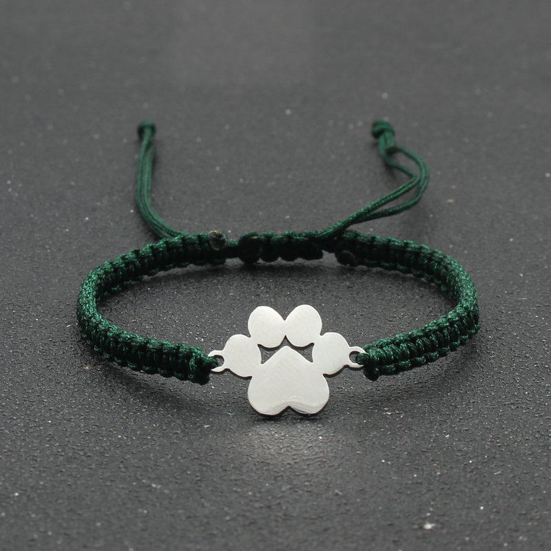 Roestvrij staal Bear Claw bedelarmband Lovers' Lucky handgemaakte gevlochten verstelbare vriendschapsarmbanden voor dames heren koppels: Groene Dragonly