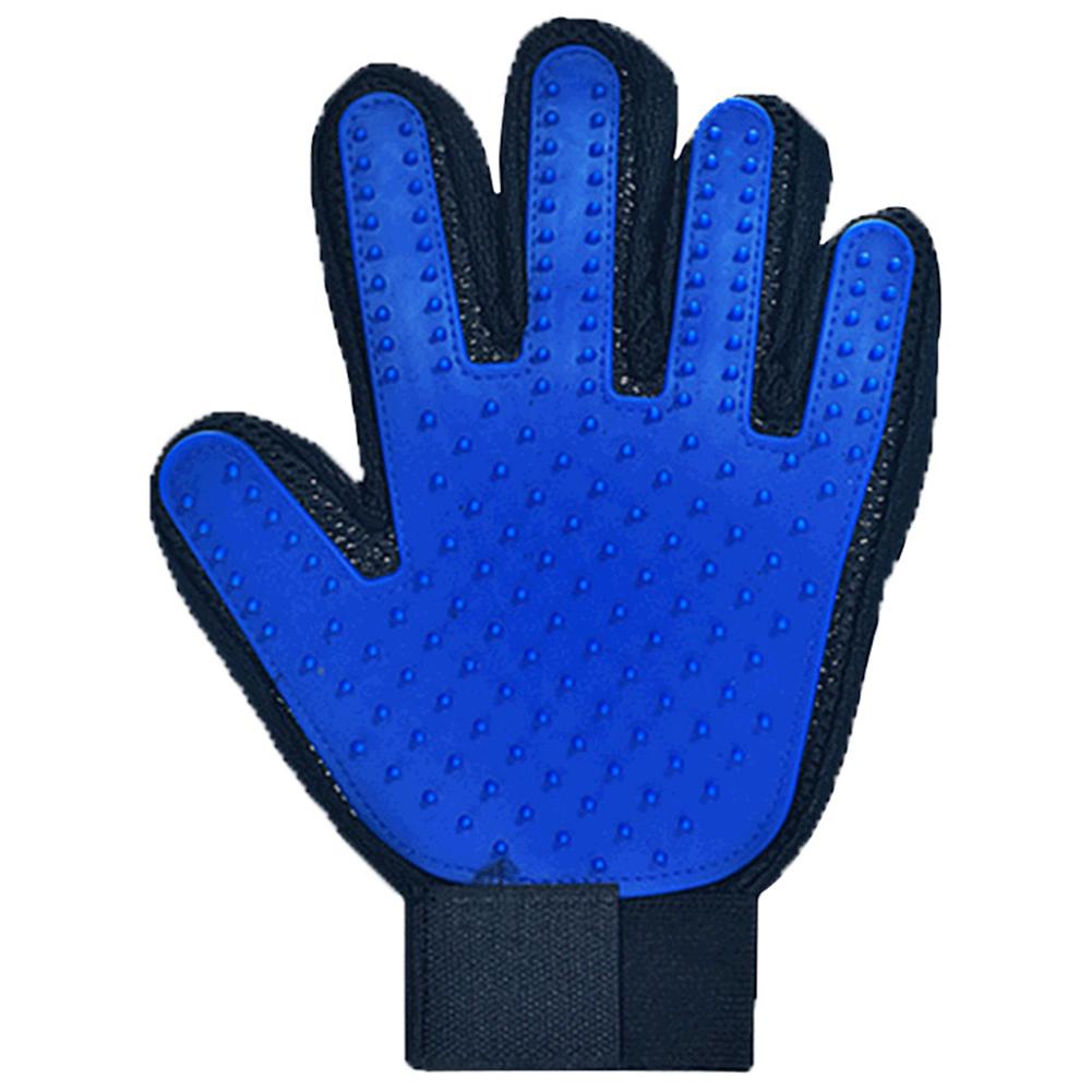 Pet Glove Cat Grooming Glove Cat Hair Brush Gloves Dog Comb for Cats Bath Clean Massage Hair Remover Brush for: dark blue left