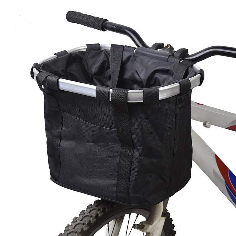 Sykkelhåndtak kurv bag avtagbar oppbevaringsveske sykkel vanntett bærer oppbevaring + holder - svart , 36 x 26 x 24cm