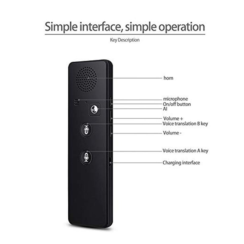 Smart Translator Bluetooth Instant Vocal Portable Translator Support 40 Languages H-best